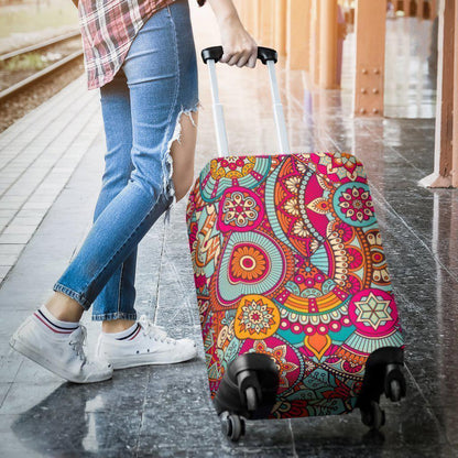 Retro Bohemian Mandala Pattern Print Luggage Cover GearFrost