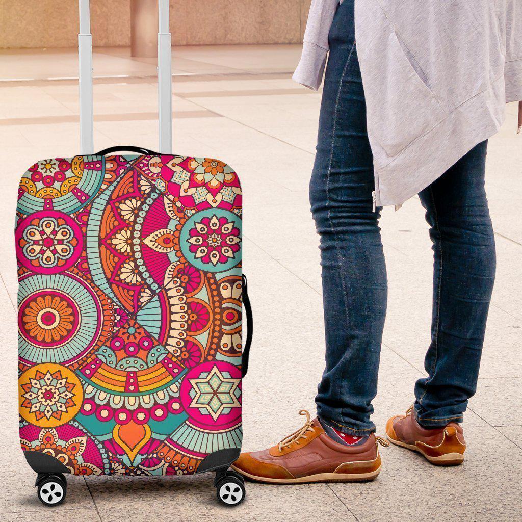 Retro Bohemian Mandala Pattern Print Luggage Cover GearFrost