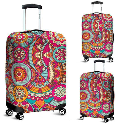 Retro Bohemian Mandala Pattern Print Luggage Cover GearFrost