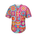 Retro Bohemian Mandala Pattern Print Men's Baseball Jersey