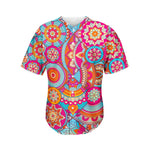 Retro Bohemian Mandala Pattern Print Men's Baseball Jersey
