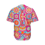Retro Bohemian Mandala Pattern Print Men's Baseball Jersey