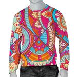 Retro Bohemian Mandala Pattern Print Men's Crewneck Sweatshirt GearFrost