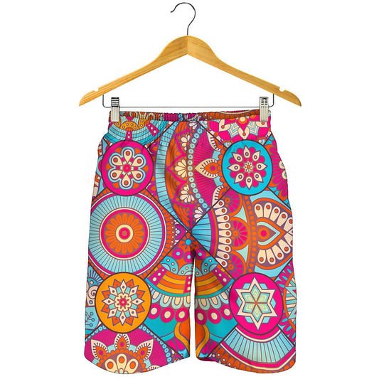 Retro Bohemian Mandala Pattern Print Men's Shorts