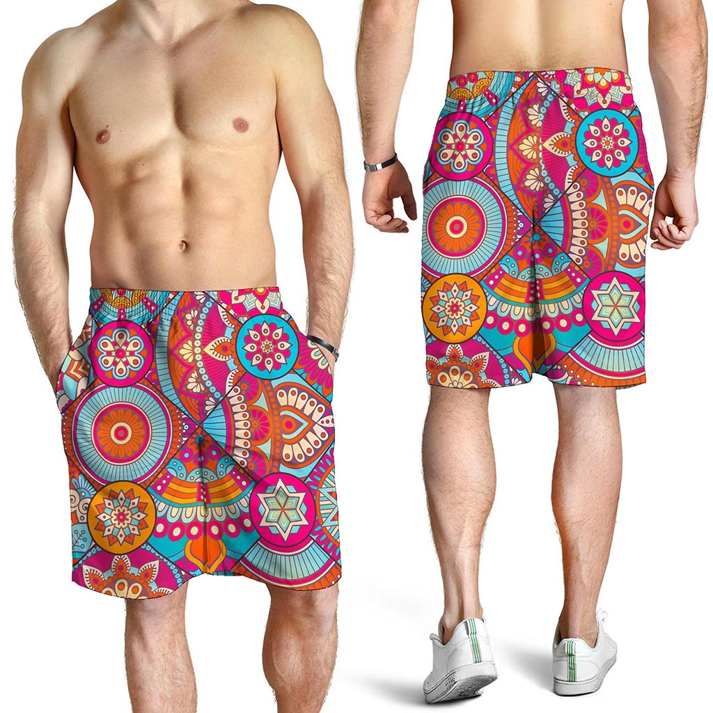 Retro Bohemian Mandala Pattern Print Men's Shorts