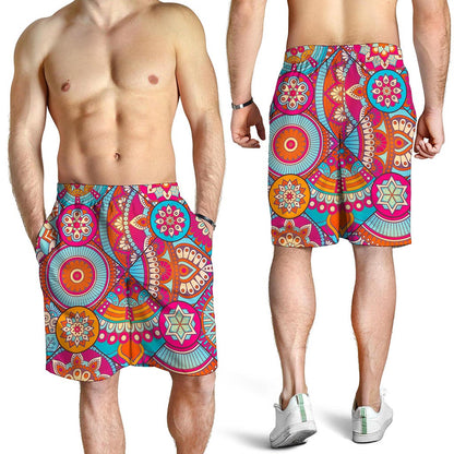 Retro Bohemian Mandala Pattern Print Men's Shorts