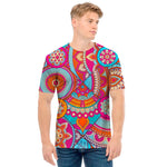 Retro Bohemian Mandala Pattern Print Men's T-Shirt