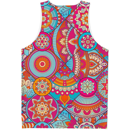Retro Bohemian Mandala Pattern Print Men's Tank Top