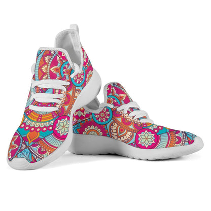 Retro Bohemian Mandala Pattern Print Mesh Knit Shoes GearFrost