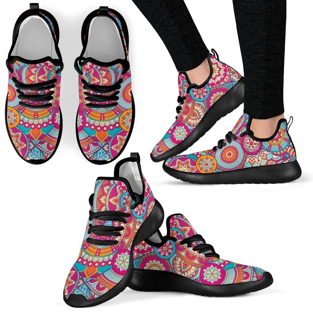 Retro Bohemian Mandala Pattern Print Mesh Knit Shoes GearFrost