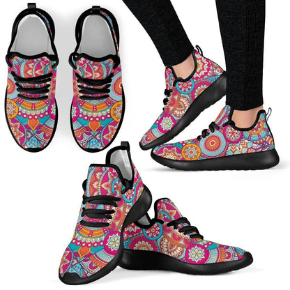 Retro Bohemian Mandala Pattern Print Mesh Knit Shoes GearFrost