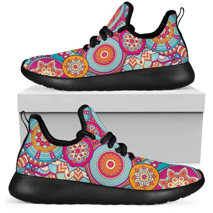 Retro Bohemian Mandala Pattern Print Mesh Knit Shoes GearFrost