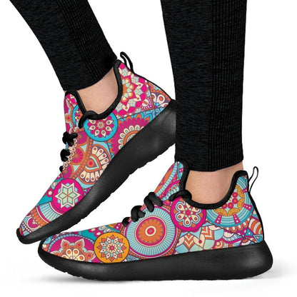 Retro Bohemian Mandala Pattern Print Mesh Knit Shoes GearFrost