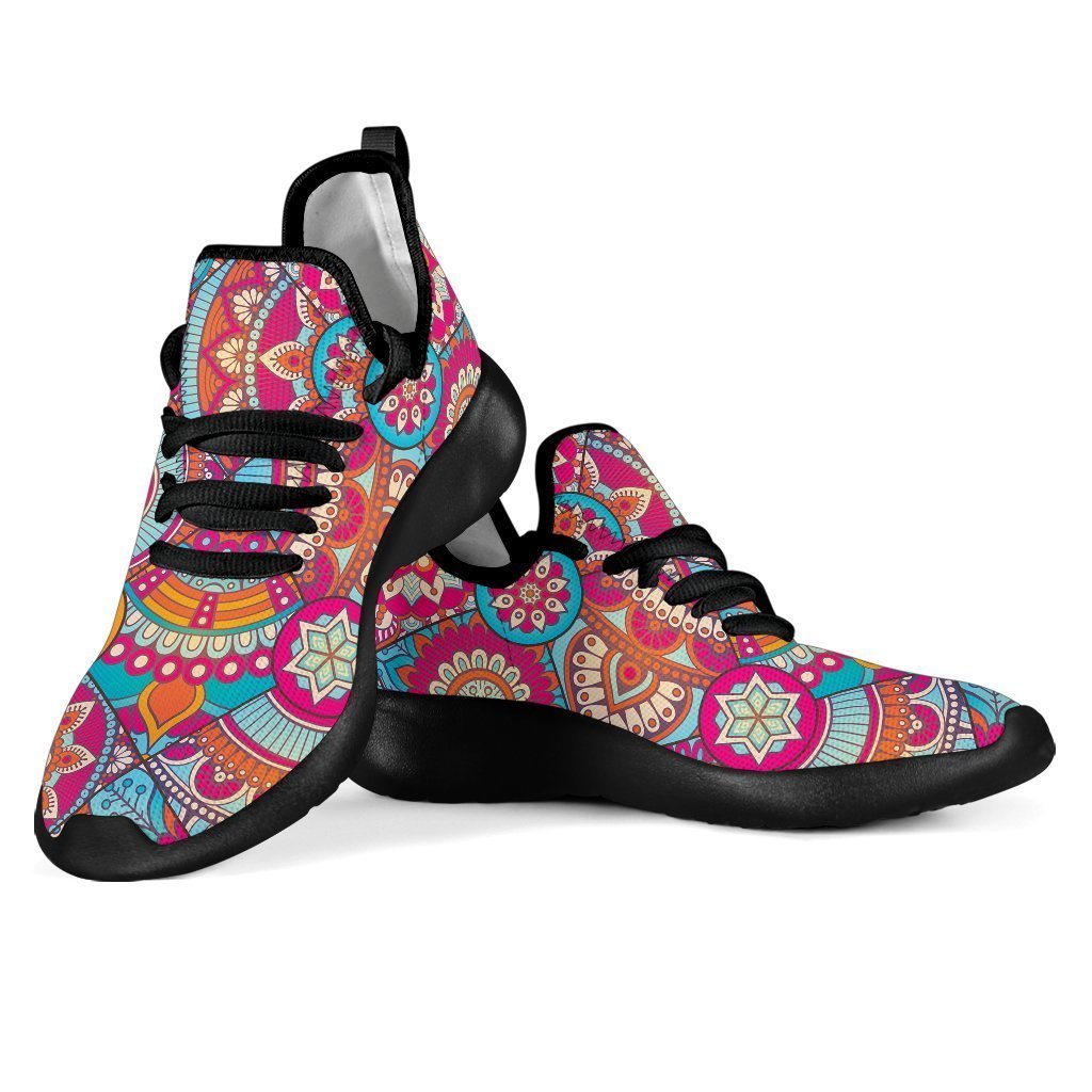 Retro Bohemian Mandala Pattern Print Mesh Knit Shoes GearFrost