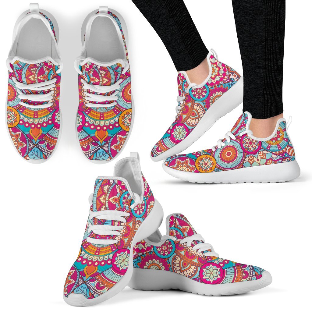 Retro Bohemian Mandala Pattern Print Mesh Knit Shoes GearFrost