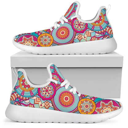 Retro Bohemian Mandala Pattern Print Mesh Knit Shoes GearFrost