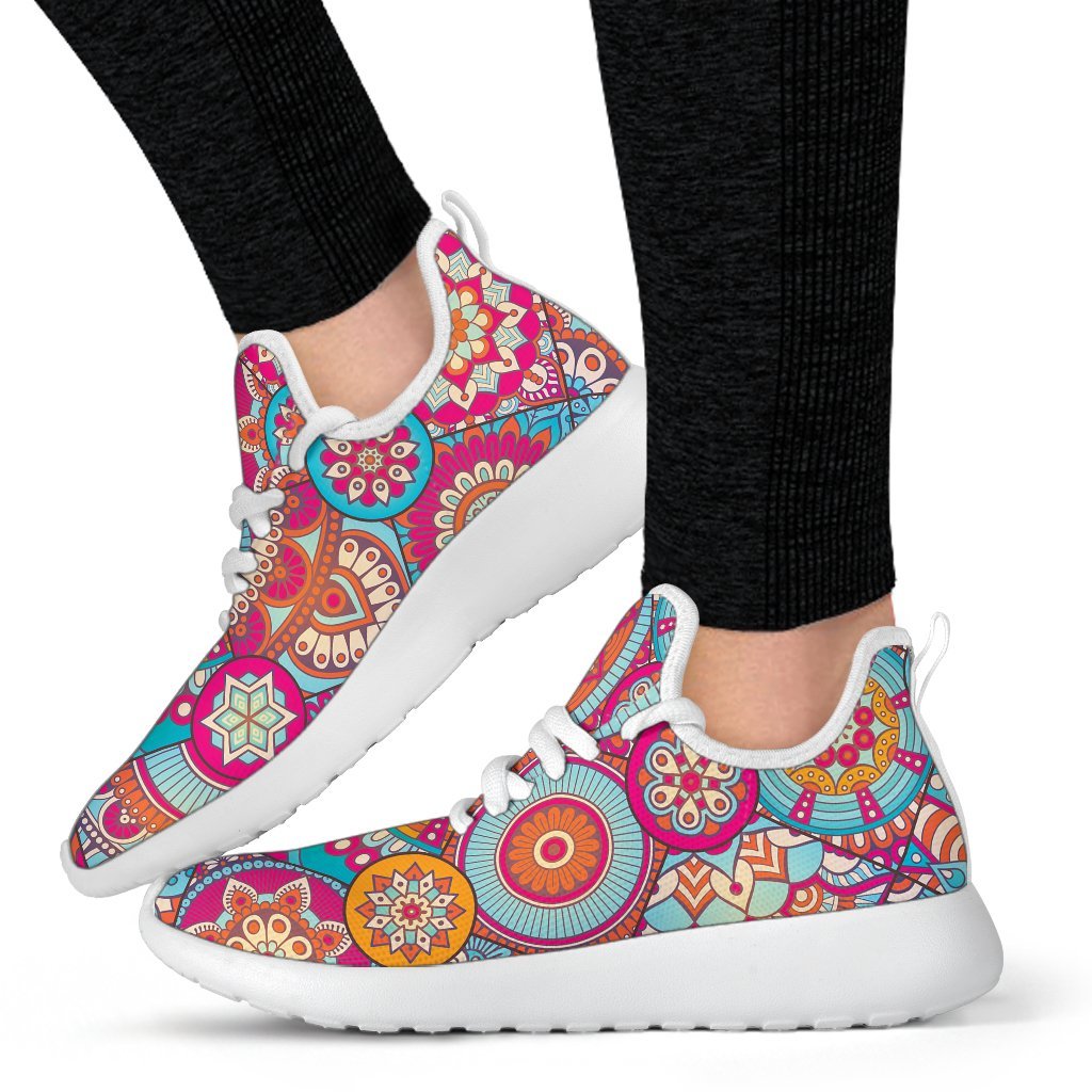 Retro Bohemian Mandala Pattern Print Mesh Knit Shoes GearFrost