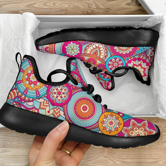 Retro Bohemian Mandala Pattern Print Mesh Knit Shoes GearFrost