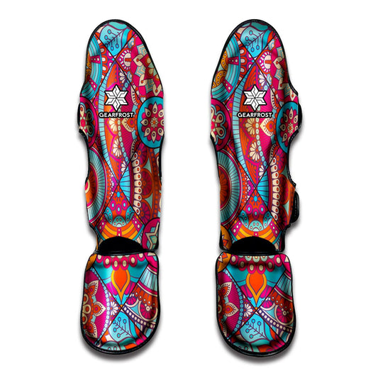 Retro Bohemian Mandala Pattern Print Muay Thai Shin Guard