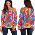 Retro Bohemian Mandala Pattern Print Off The Shoulder Sweatshirt