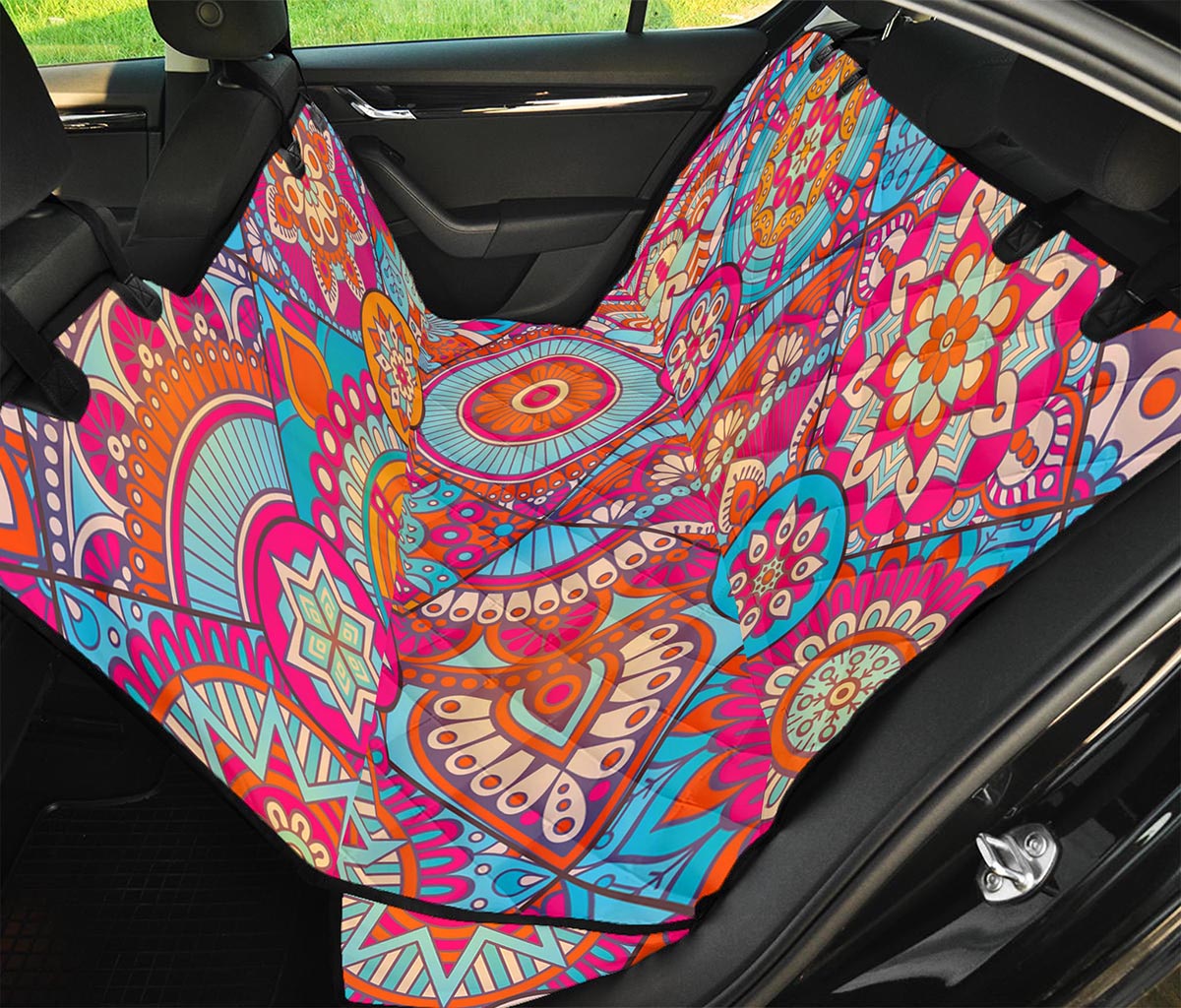 Retro Bohemian Mandala Pattern Print Pet Car Back Seat Cover