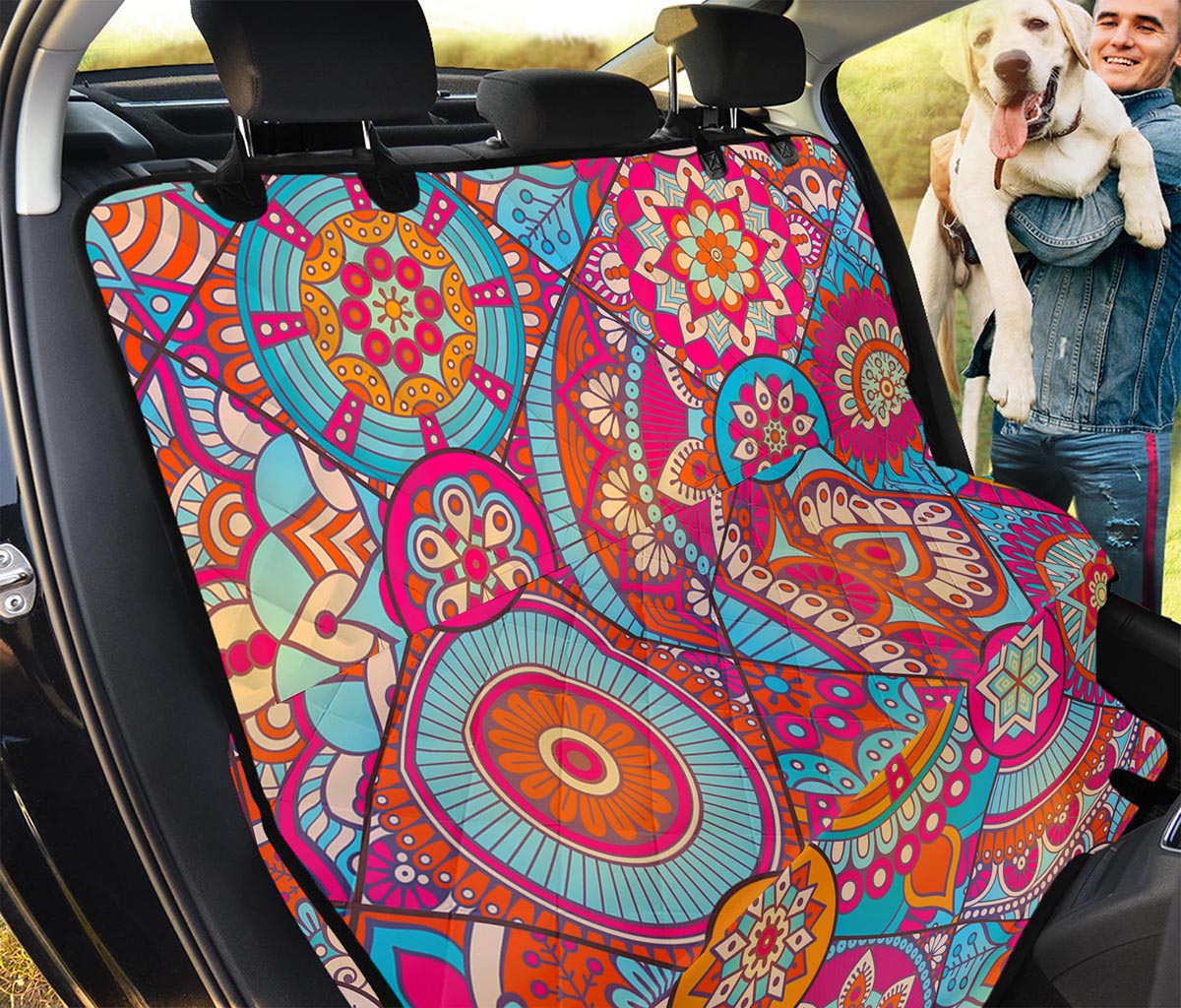 Retro Bohemian Mandala Pattern Print Pet Car Back Seat Cover