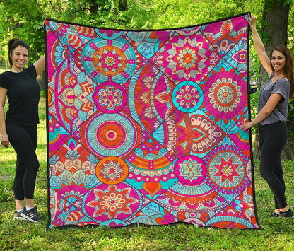 Retro Bohemian Mandala Pattern Print Quilt