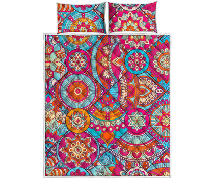 Retro Bohemian Mandala Pattern Print Quilt Bed Set