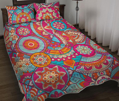 Retro Bohemian Mandala Pattern Print Quilt Bed Set