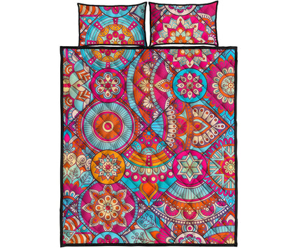 Retro Bohemian Mandala Pattern Print Quilt Bed Set