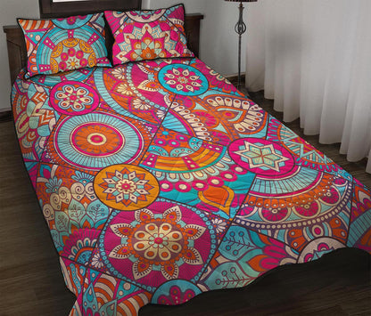Retro Bohemian Mandala Pattern Print Quilt Bed Set