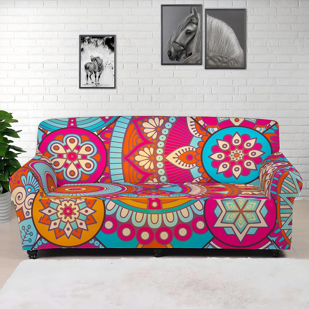 Retro Bohemian Mandala Pattern Print Sofa Cover