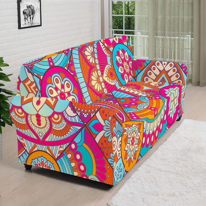 Retro Bohemian Mandala Pattern Print Sofa Cover