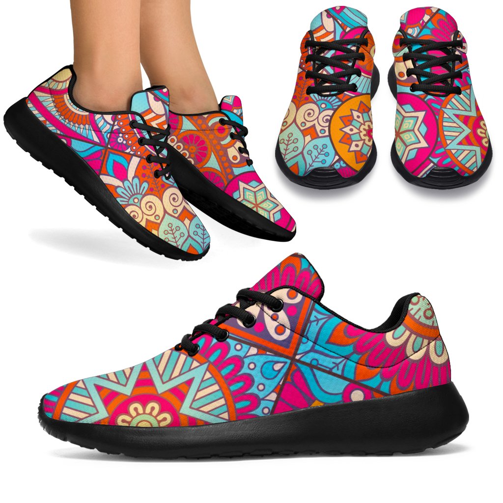 Retro Bohemian Mandala Pattern Print Sport Shoes GearFrost