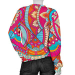 Retro Bohemian Mandala Pattern Print Women's Crewneck Sweatshirt GearFrost