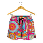 Retro Bohemian Mandala Pattern Print Women's Shorts