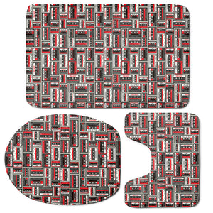 Retro Cassette Tape Pattern Print 3 Piece Bath Mat Set