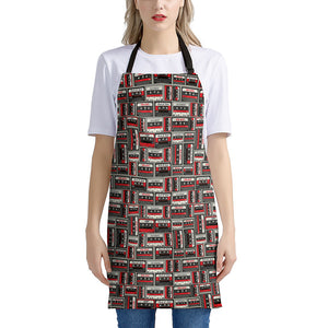 Retro Cassette Tape Pattern Print Apron