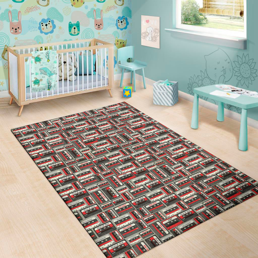 Retro Cassette Tape Pattern Print Area Rug