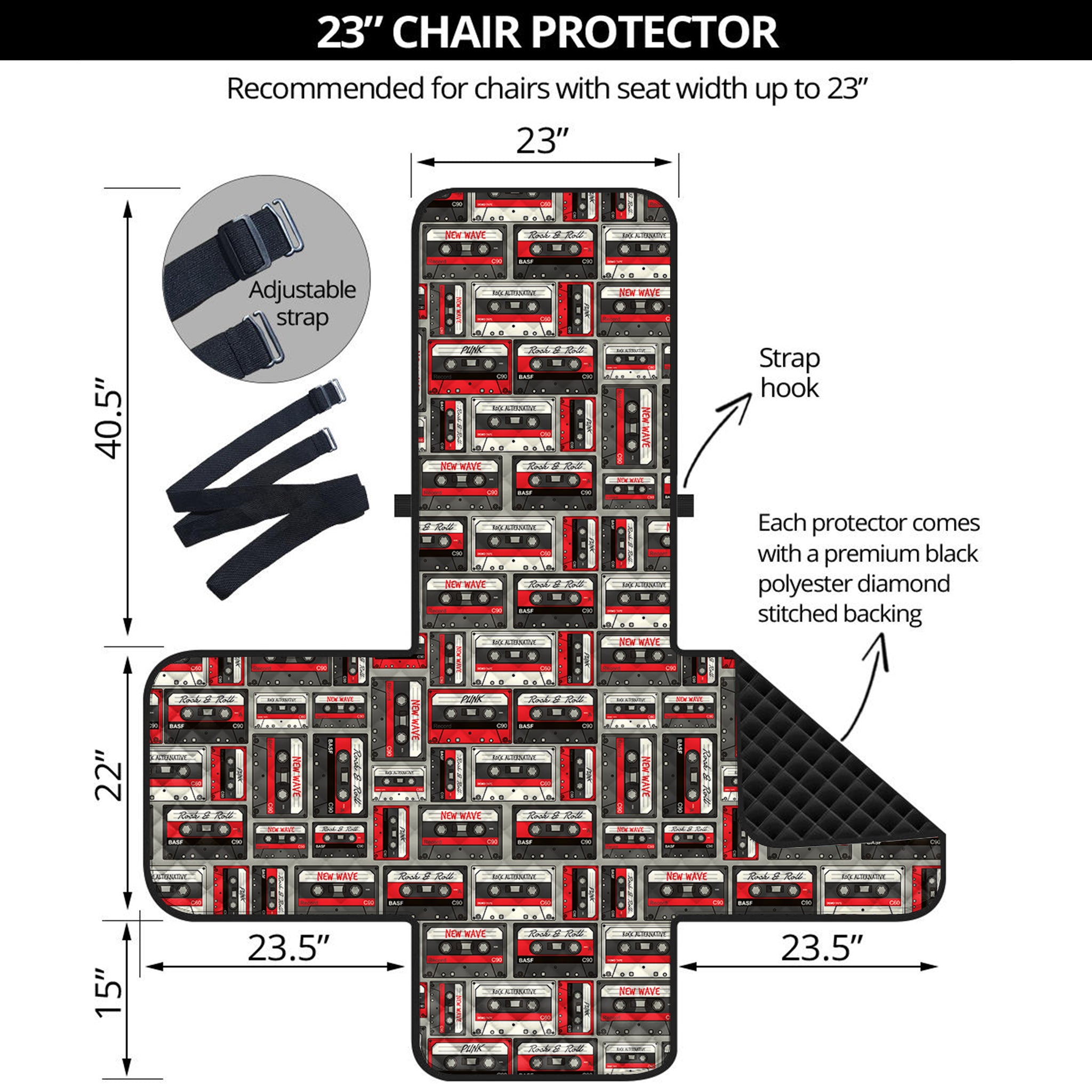 Retro Cassette Tape Pattern Print Armchair Protector