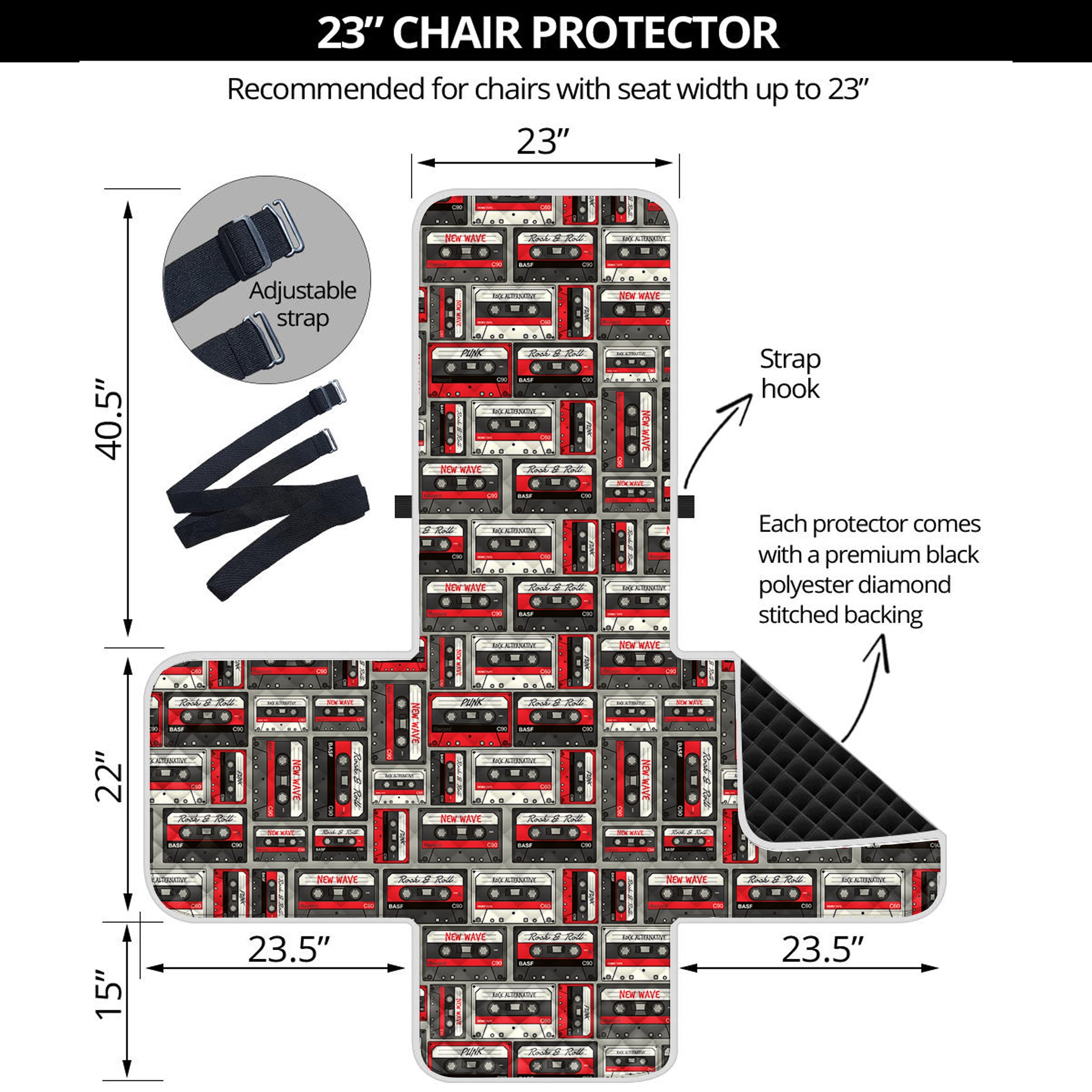 Retro Cassette Tape Pattern Print Armchair Protector