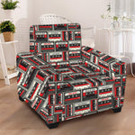 Retro Cassette Tape Pattern Print Armchair Slipcover