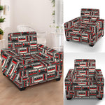 Retro Cassette Tape Pattern Print Armchair Slipcover