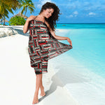 Retro Cassette Tape Pattern Print Beach Sarong Wrap