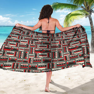 Retro Cassette Tape Pattern Print Beach Sarong Wrap