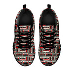 Retro Cassette Tape Pattern Print Black Sneakers