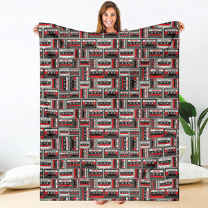 Retro Cassette Tape Pattern Print Blanket