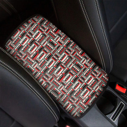 Retro Cassette Tape Pattern Print Car Center Console Cover