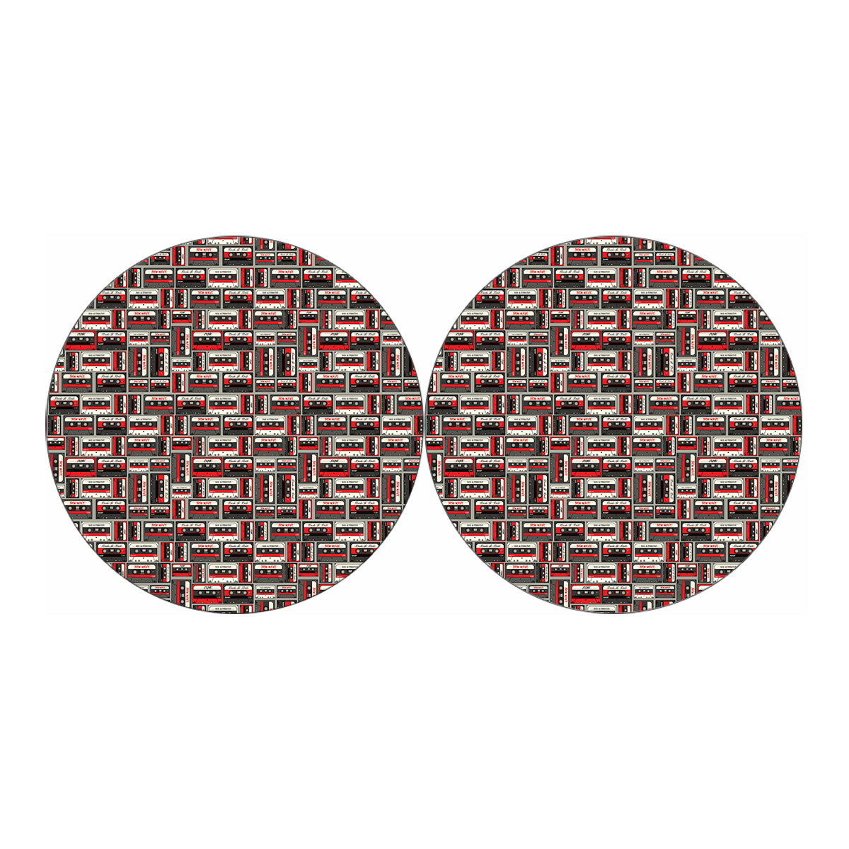 Retro Cassette Tape Pattern Print Car Coasters