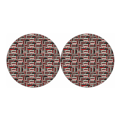 Retro Cassette Tape Pattern Print Car Coasters